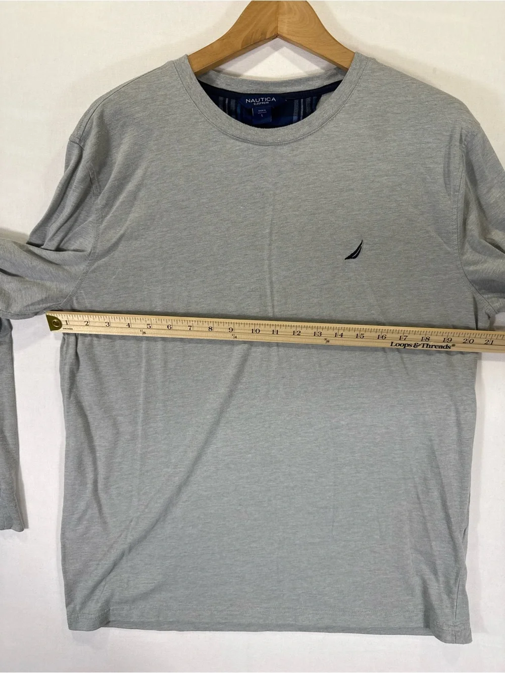 Nautica Light Gray Long Sleeve Crewneck Tee
